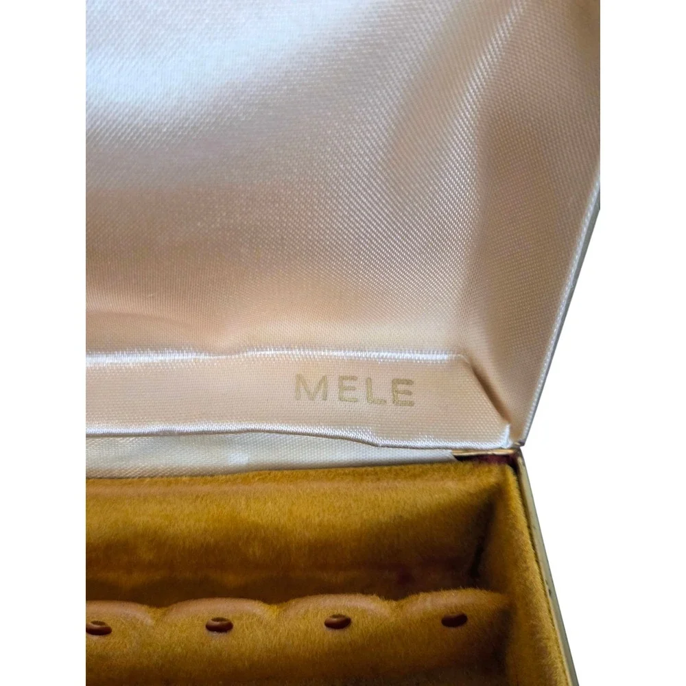Mele Travel Jewelry Box – Orange Velvet Clamshell w/ Brick Red & Gold Trim 7